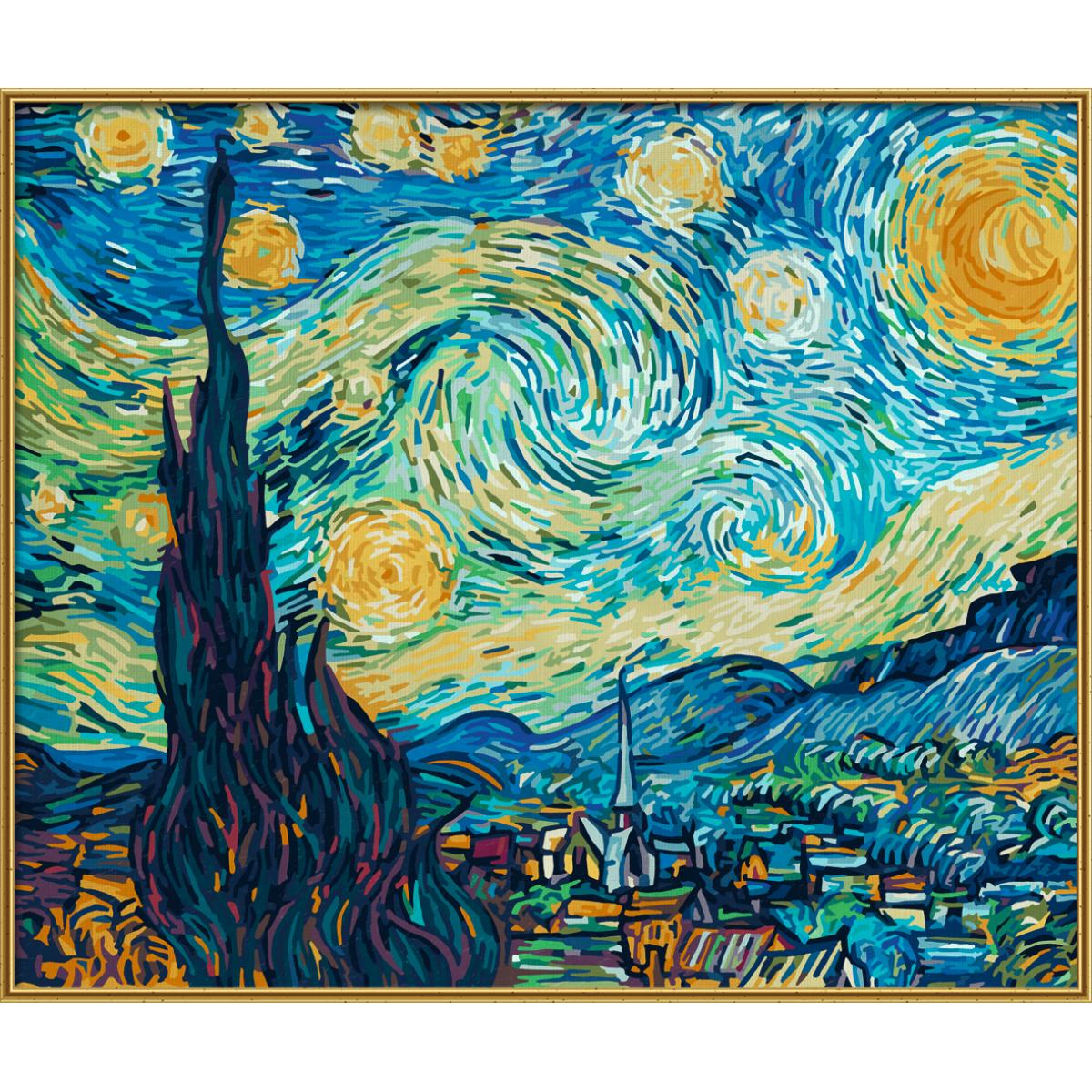 Набор для рисования по номерам Ван Гог Звездная ночь 40х50