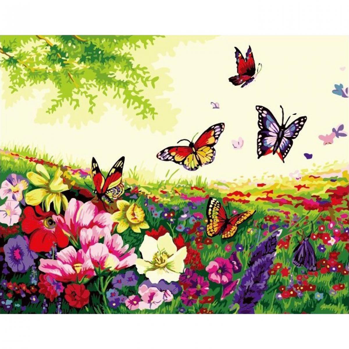 Цветы и бабочки — раскраска