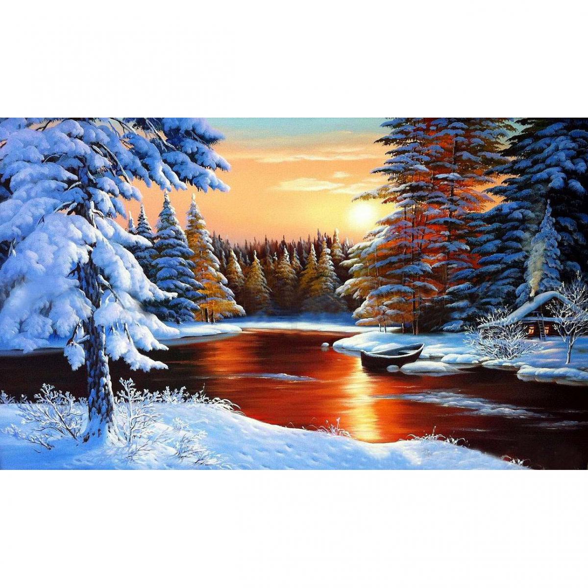 Раскраска зима Пейзаж