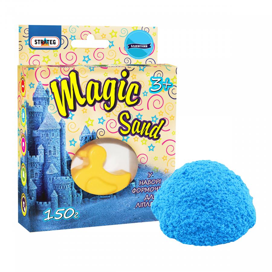 Купить КИНЕТИЧЕСКИЙ ПЕСОК STRATEG MAGIC SAND ГОЛУБОЙ С ФОРМОЧКОЙ 150 Г (39302)