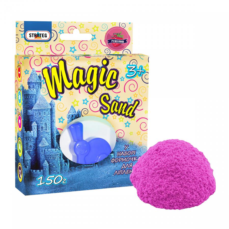 Купить КИНЕТИЧЕСКИЙ ПЕСОК STRATEG MAGIC SAND РОЗОВЫЙ С АРОМАТОМ КЛУБНИКИ С ФОРМОЧКОЙ 150 Г (39311)