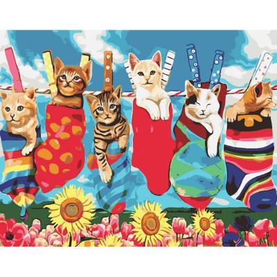 Купить КАРТИНА ПО НОМЕРАМ STRATEG ПРЕМИУМ КОШКИ В НОСКАХ С ЛАКОМ РАЗМЕРОМ 30Х40 СМ SS-6446