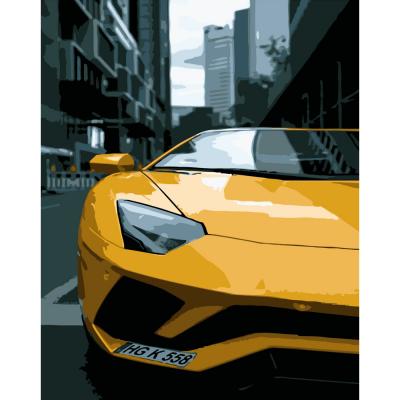 Придбати КАРТИНА ЗА НОМЕРАМИ STRATEG ПРЕМІУМ ЖОВТИЙ LAMBORGHINI РОЗМІРОМ 40Х50 СМ (DY038)