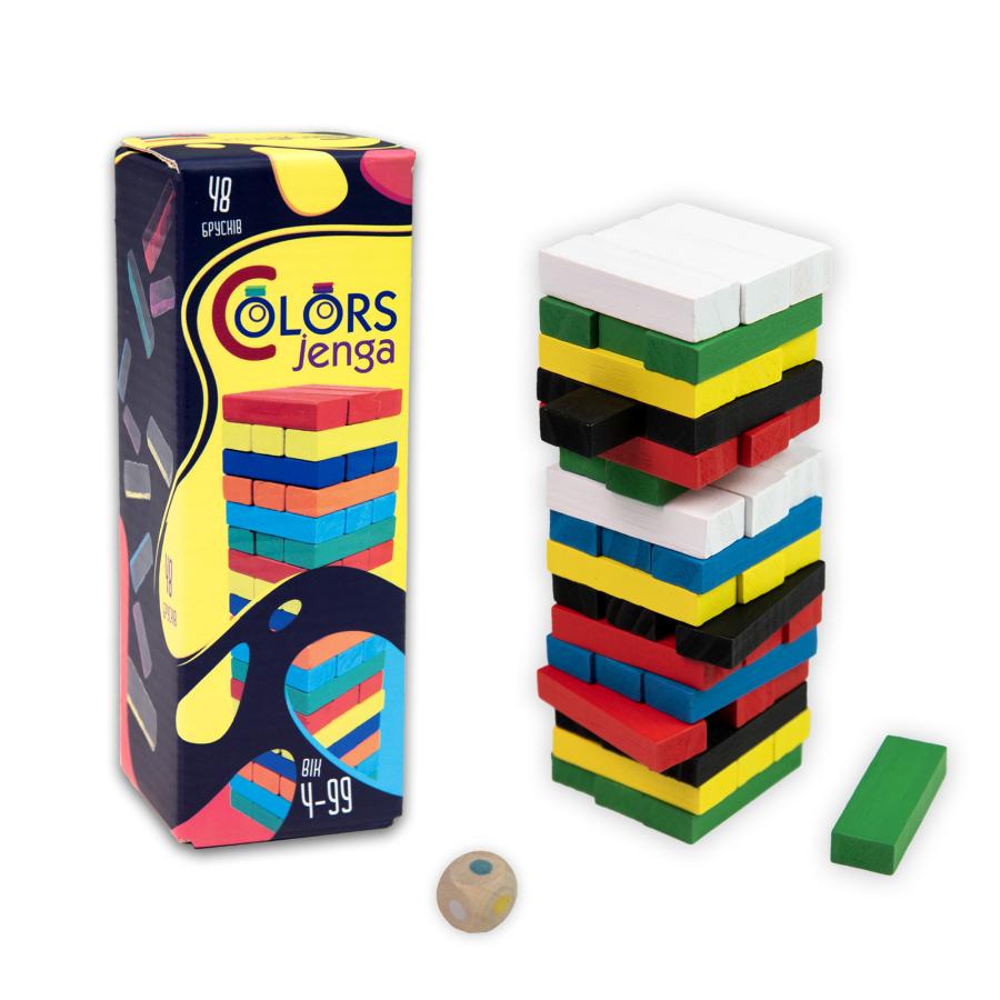 Купить НАСТОЛЬНАЯ ИГРА STRATEG ДЖЕНГА \"COLORS JENGA\" 48 БРУСКОВ (30717)_1