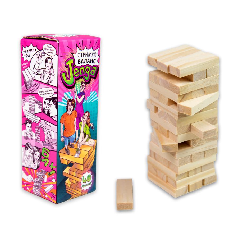 Купить НАСТОЛЬНАЯ ИГРА ДЖЕНГА STRATEG  JENGA СДЕРЖИВАЙ БАЛАНС ДЖАНГА 48 БРУСКОВ (30722)_1