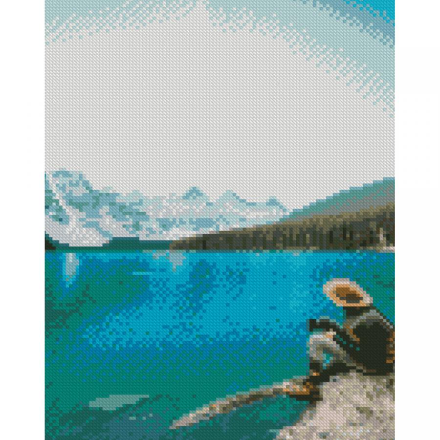 Купить АЛМАЗНАЯ МОЗАИКА STRATEG ПРЕМИУМ ТУРИСТ НА ФОНЕ МОРЯ РАЗМЕРОМ 30Х40 СМ (HX504)