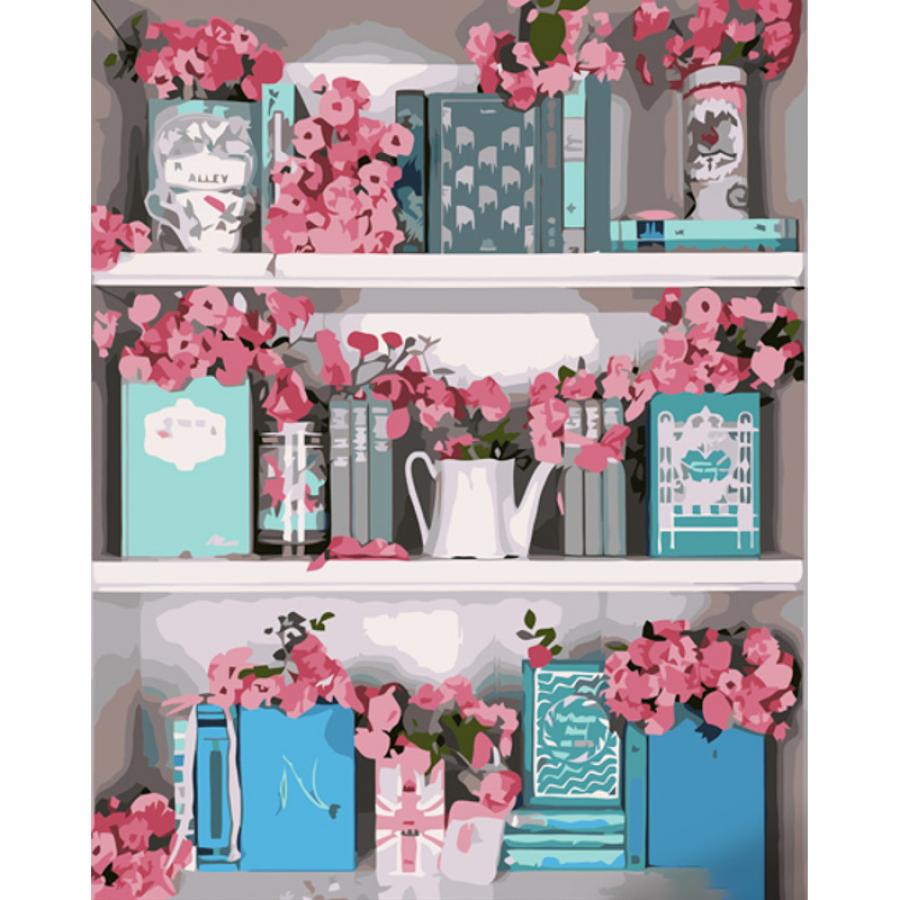 Придбати КАРТИНА ЗА НОМЕРАМИ STRATEG ПРЕМІУМ ПОЛИЧКА З КВІТАМИ РОЗМІРОМ 40Х50 СМ (GS1222)