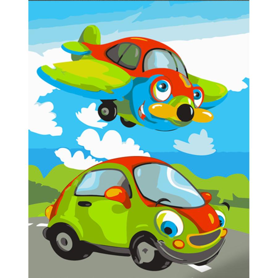 Придбати КАРТИНА ЗА НОМЕРАМИ STRATEG ПРЕМІУМ МАШИНКА ТА ЛЬОТОК З ЛАКОМ РОЗМІРОМ 30Х40 СМ (SS6700)