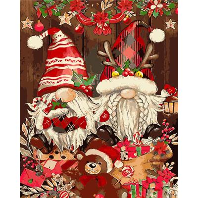 Придбати КАРТИНА ЗА НОМЕРАМИ STRATEG ПРЕМІУМ ГНОМИ В ПОДАРУНКАХ З ЛАКОМ ТА З РІВНЕМ РОЗМІРОМ 40Х50 СМ (GS1549)