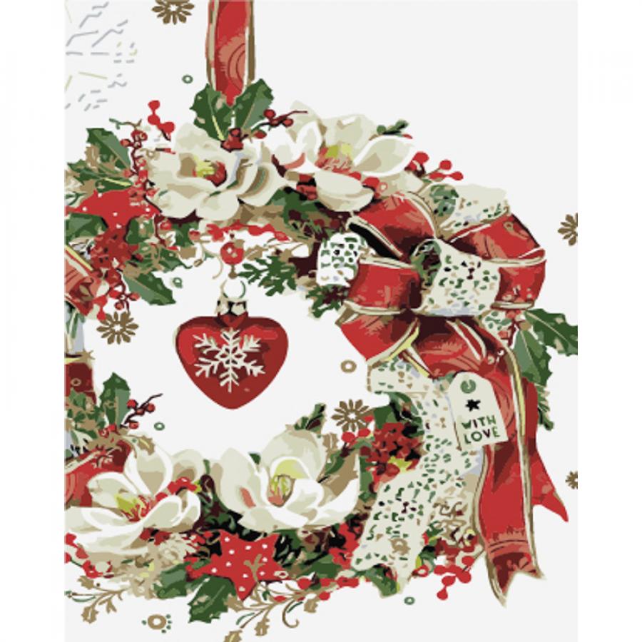 Придбати КАРТИНА ЗА НОМЕРАМИ STRATEG ПРЕМІУМ НОВОРІЧНА ПРИКРАСА З ЛАКОМ ТА З РІВНЕМ РОЗМІРОМ  40Х50 СМ (GS1588)