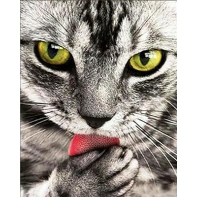 Купить АЛМАЗНАЯ МОЗАИКА STRATEG ПРЕМИУМ СЕРЕНЬКИЙ КОТИК РАЗМЕРОМ 30Х40 СМ (HEG86038)