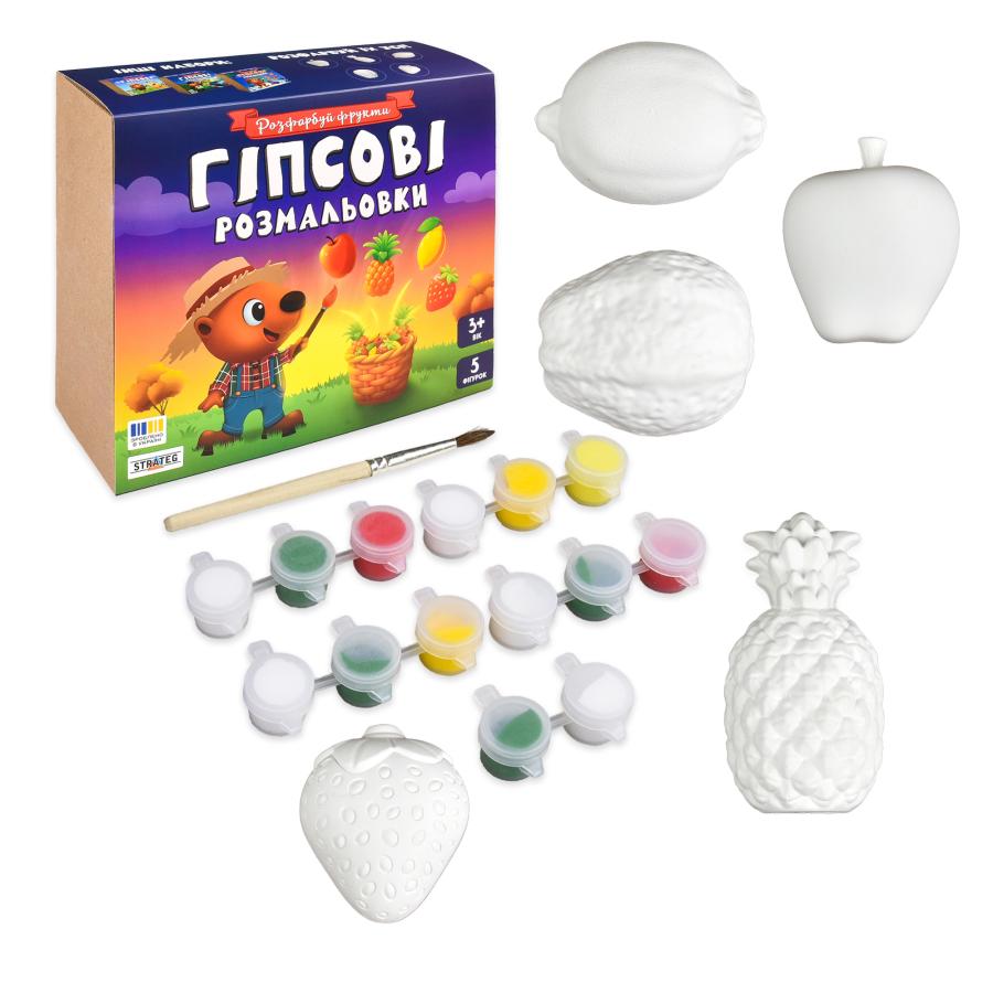 Купить НАБОР ДЛЯ ТВОРЧЕСТВА STRATEG ГИПСОВЫЕ РАСКРАСКИ: РАСКРАСЬ ФРУКТЫ (30989)_1