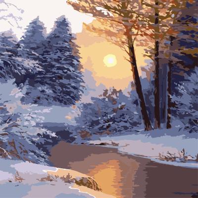 Придбати КАРТИНА ЗА НОМЕРАМИ STRATEG ПРЕМІУМ ЗИМОВИЙ СВІТАНОК РОЗМІРОМ 40Х40 СМ(FF-1005)